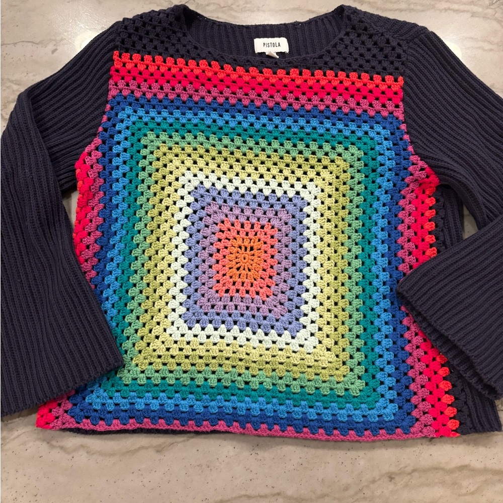 Pistola Claudine rainbow Crochet Crew Neck Sweater